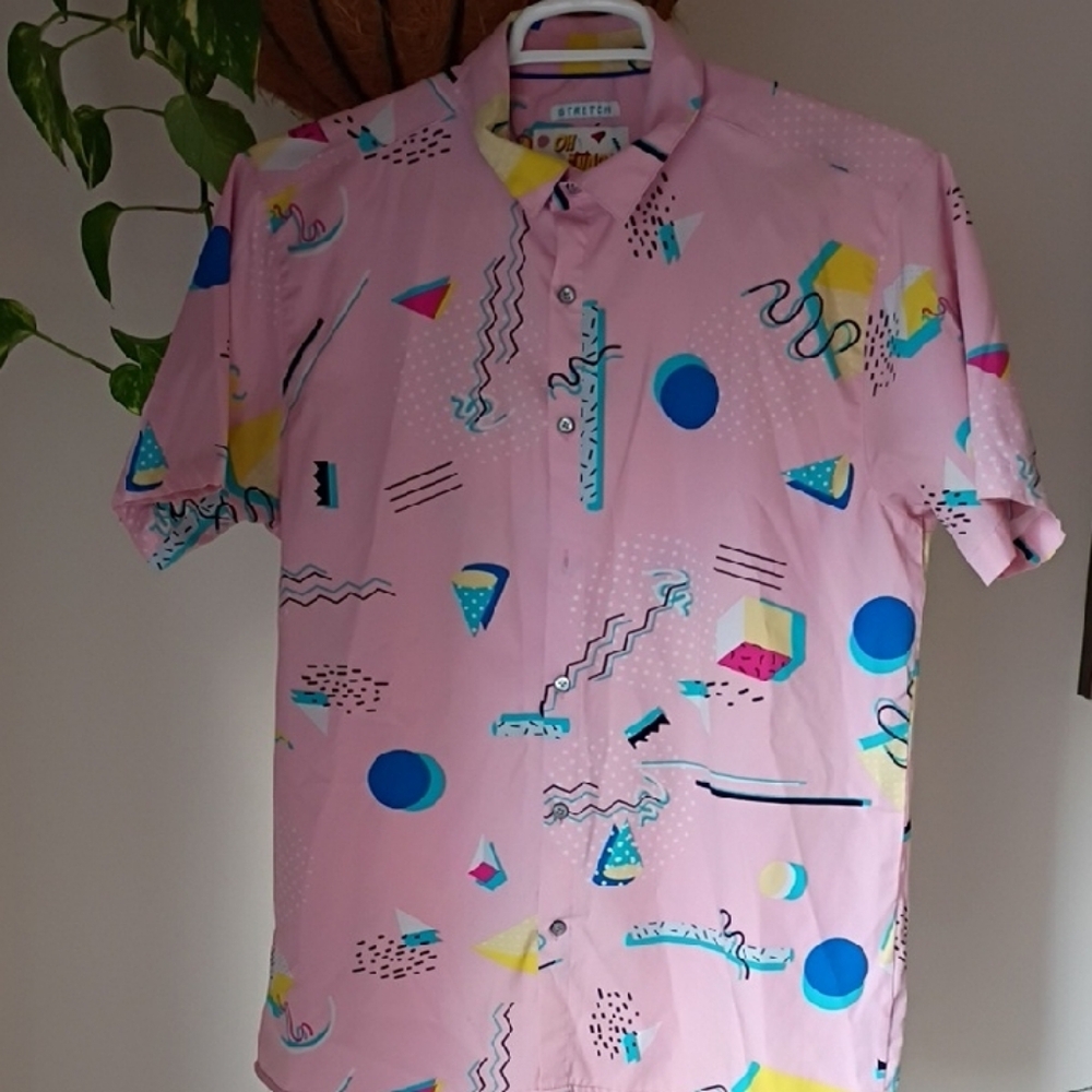 Vibrant Pink Geometric Men's Shirt